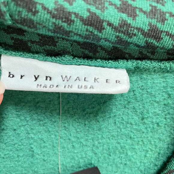 Bryn Walker Pike Poncho‎ Womens Small Green Houndstooth Cowl Neck Bamboo Fleece - Picture 8 of 14